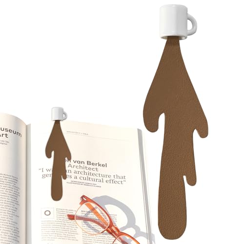 ARWIG Marca Páginas de Café Derramado, Marcapáginas de Cuero Creativo para Amantes de la Lectura, Regalo Original para Hombres y Mujeres (Mono capa)