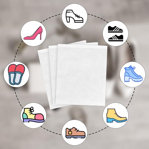 Lemecima 200 Pcs Shoe Bag Drawstring Storage Organizer - Dust Proof Non Woven Fabric Shoe Bags for Travel, Boots & Handbag Protection, 12.6 x 15 Inches White Reusable Dust Bags for Handbags