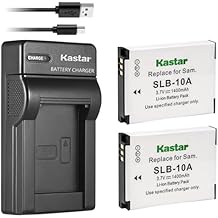 Kastar Battery X2 & Slim USB Charger for Samsung SLB-10A JVC BN-VH105 and Digimax ES55 ES60 EX2F L100 L110 L210 L310W M100 PL50 PL51 PL55 PL60 PL65 PL70 WB250F WB500 WB700 WB750 WB800F WB850F WB2100