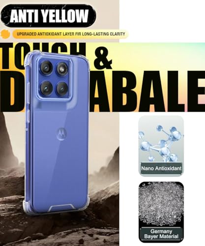Image of WOW IMAGINE Ultra-Hybrid Crystal Clear Back Case for Motorola Moto Edge 60 Pro | Shockproof Design | Camera Protection Bump | Hard Clear Mobile Back Cover with Cushioned Edges - Transparent