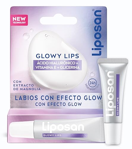 Liposan Glowy Lips Magnolia - Bálsamo Labial Ultrahidratante con 24 h de Hidratación - Labios con Efecto Glow - Ácido Hialurónico, Vitamina E, Glicerina - Fórmula Vegana - Acabado Brillante - 4,8 g