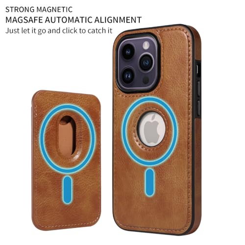 Couverture en cuir PU marron LVTFCO haut de gamme pour support iPhone 14 Plus - 2