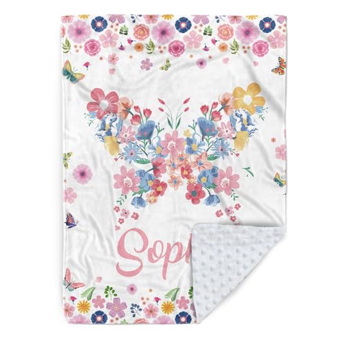 Image of Personalized Baby Blanket for Girls, Custom Nursery Blanket with Name, 30 x 40 Inch Soft Minky Blanket for Baby Toddlers, Newborn Print 05