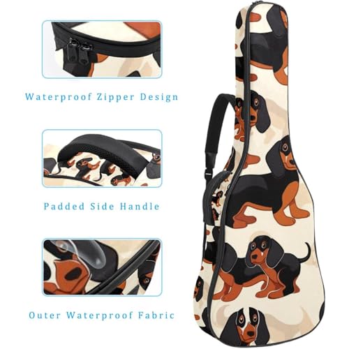 Sac à dos pour guitare acoustique léger imperméable motif teckel