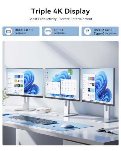 Image of KAMRUI Hyper H2 Mini PC with Intel Core 14450HX, 16GB RAM 512GB NVMe PCIe4.0 SSD, Triple 4K, HDMI, DP, USB-C, Ethernet, Mini Desktop Computer for Office, Business