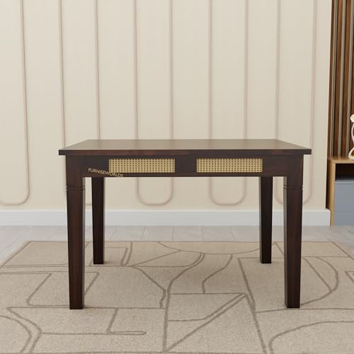 Image of Solid Sheesham Wood 4 Seater Dining Table Set for Home and Kitchen