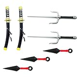 Ninja Samurai Weapons Set Katana Wakizashi with Sheath,Sai,Kunai for Pretend Cosplay Costumes