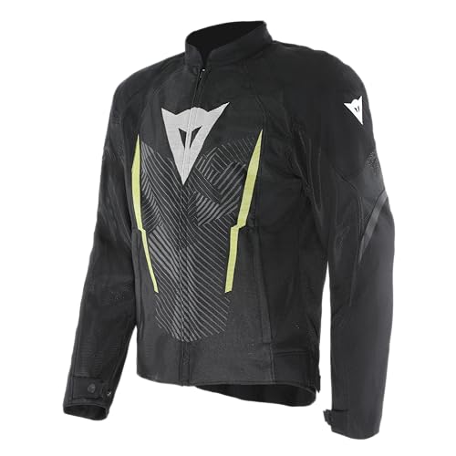 Dainese   Herosphere Air Tex Jacket, Chaqueta De Moto De Tejido, Ventilada Y De Verano, Hombre, Negro/Blanco/Amarillo Fluo, 48