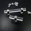 LBFEEL Square Acrylic Knob Cabinet Pulls Furniture Handles Clear Lucite Drawer Pulls Silver Crystal Dresser Knobs Kitchen Cupboard Door Knobs Pull (1, 4 Hole Centers)