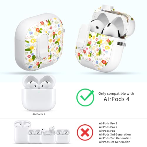 Image of for AirPods 4 Case with Safty Lock & Phone Stand,Cute Floral Pattern Style