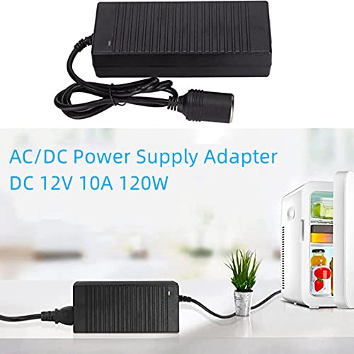 Image of AC to DC Converter, 100V~240V to 12V 10A 120W Power Supply Adapter, Car Cigarette Lighter Socket Power Adapter AC /DC Transformer for Tire Inflator, Car Refrigerator, and Other Car Devices