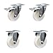 Nylon Swivel Top Plate Caster Set of 4 with 4 Inch White Wheels - Includes 2 Swivel with Total Locking Brakes and 2 Rigid - 1200 lbs. Total Capacity - Service Caster Brand