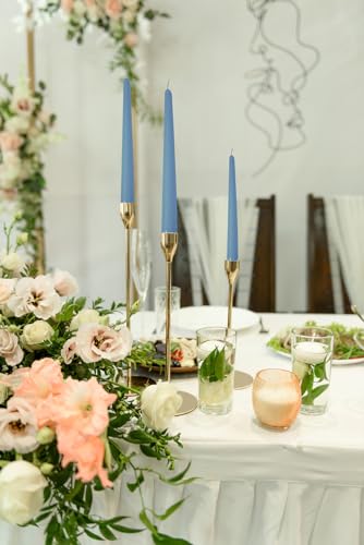 Konische Kerzen, Dusty Blue, Durchmesser 2,2 cm, Höhe 30 cm, 12 Stück