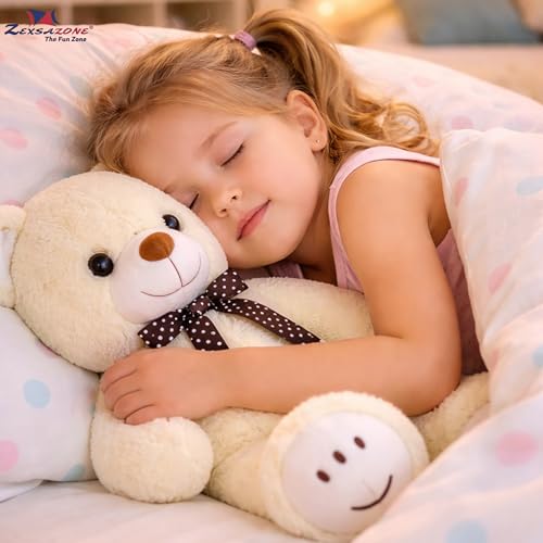 Image of ZEXSAZONE Toy Cute I Smile Teddy Colored Huggable Bear | 32 cm | Plushie Soft Toys for Kids | Plush Soft Toys for Baby Boys and Girls Kids - Teddy | Best Valentine Gift (Cream)