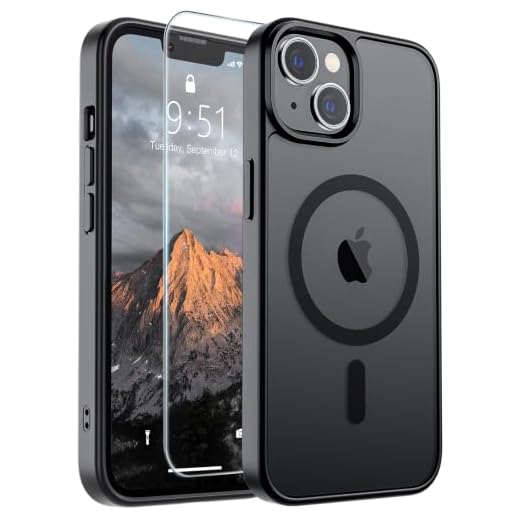 SUPFINE Magnetic for iPhone 15 Plus Case & iPhone 14 Plus Case(Compatible with MagSafe)(Military Grade Drop Protection) Translucent Shockproof Phone Cover,Black