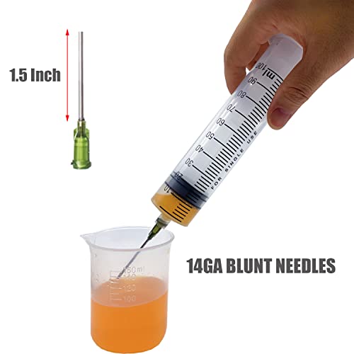 3 Pack 100Ml/Cc Large Plastic Syringe With Cap, 3Pcs 3.2Ft Handy Plastic Tubing 14Ga Blunt Tip And Luer Connections, Tubing Connnector For Scientific Labs, Measuring, Watering, Refilling, Filtration, Feeding #TOP3