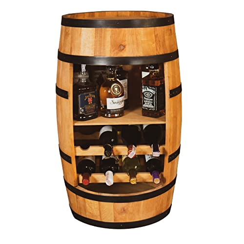 CREATIVE COOPER Weinschrank mit Regal und Weinliege - Retro Weinregal - 80 cm x 50 cm - Erlenholz Fassbar - Farbe Eiche