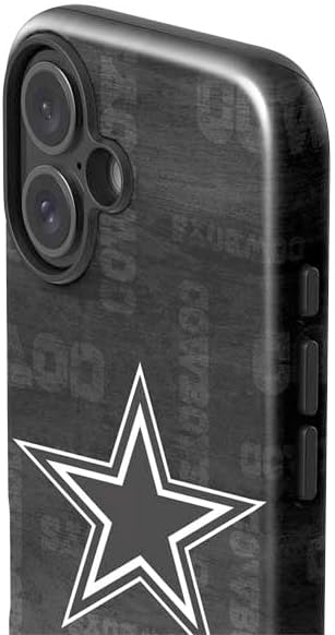 Skinit Impact Phone Case Compatible with iPhone 16 Plus - Officially Licensed NFL Dallas Cowboys Black & White Design