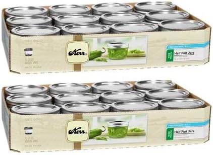 Kerr Wide Mouth Half-Pint Glass Mason Jars with Lids and Bands, 8 oz, 12 Count (Pack of 2)