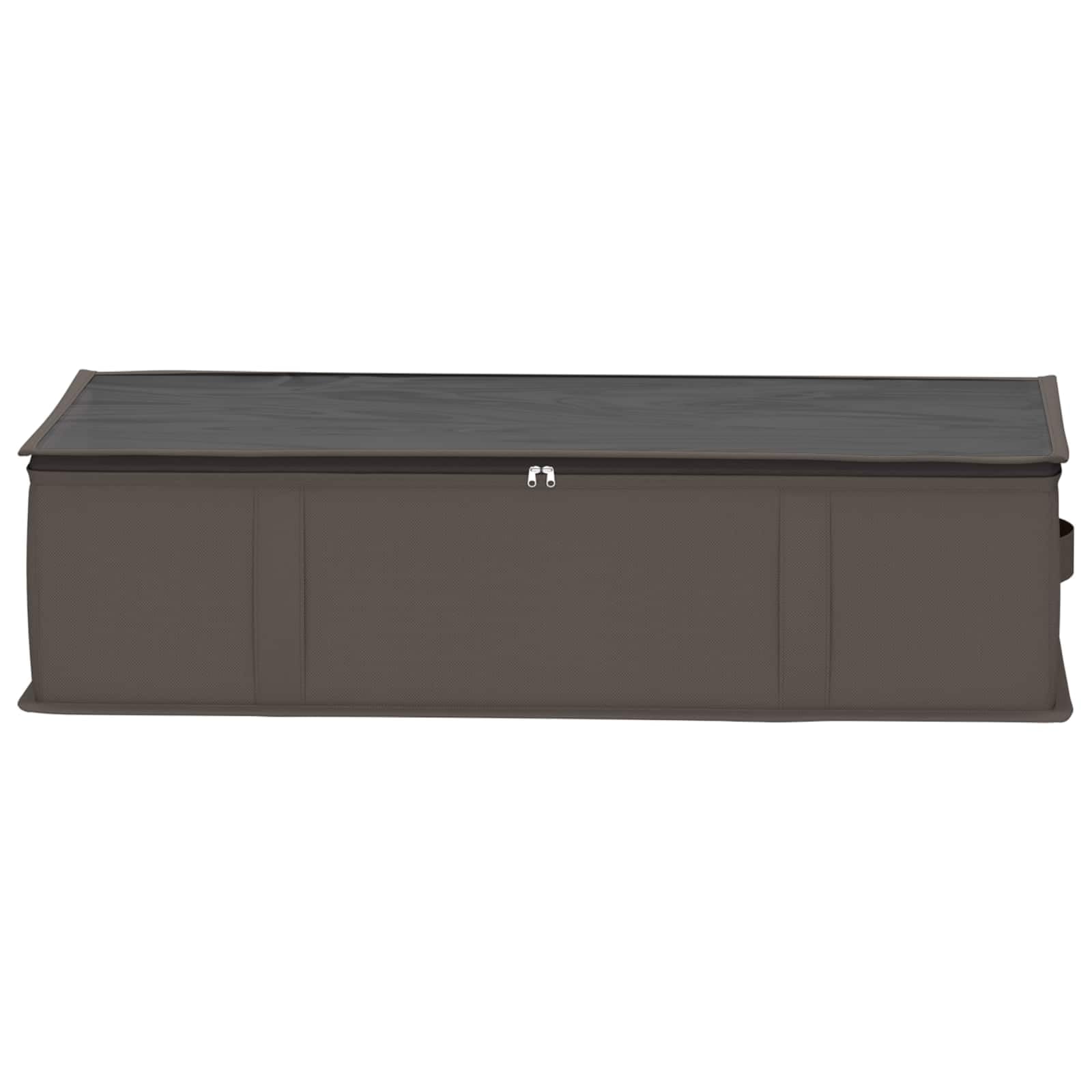 Caja de almacenaje con ventana superior transparente gris de tela no tejida transpirable, 70 x 40 x 18 cm, juego de 6 unidades, plegable con práctica asa para ordenar el dormitorio y la oficina