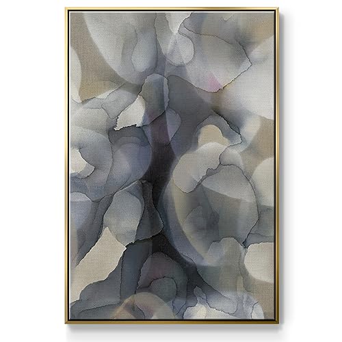 Renditions Gallery Canvas Abstract Wall Art Home Paintings & Prints Faded Overlapped Weather Modern Rustic Gold Floater Frame Artwork Decorations for Bedroom Office Kitchen - 17"x25" LT544