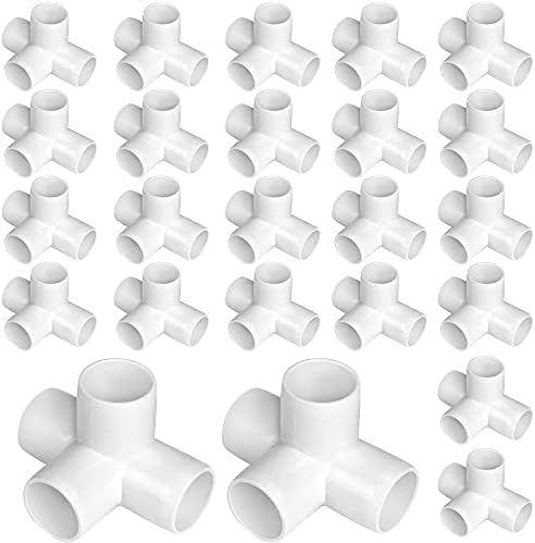 24 Pack 4 Way 3/4 Inch PVC Fittings, HommyPrefer Elbow PVC Fittings, Heavy Duty 4 Way PVC Pipe Joint PVC Pipe Connectors for Building PVC Furniture, Greenhouse Shed Pipe