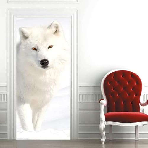 Pegatinas para Puertas de Zorro Door Stickers 3D Adhesivo Vinilo Pegatina Puerta Animal Murales Póster Decorativas de Pared Mural Papel Pintado 70x200 cm a/1072