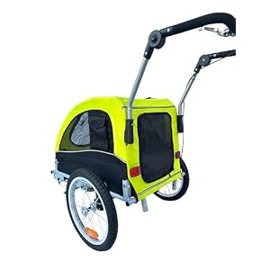 Booyah Medium Dog Stroller & Pet Bike Trailer and with Suspension - Florescent Green Booyah Medium Dog Stroller & Pet Bike Trailer and with Suspension – Florescent Green