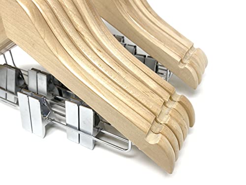 Kids Hangers With Metal Clips Pant Bar 4T-10 (Natural Wood) #TOP3
