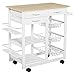 HOMCOM Carrito de Cocina Carro de Servicio Multifuncional con Cajones Cestas Estantes para Especias Toallero Ruedas 92x37x82 cm Blanco