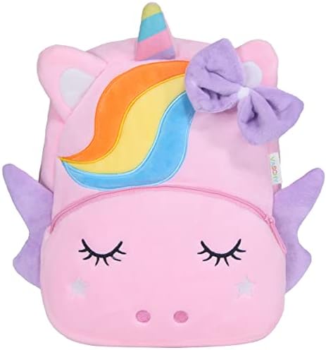 Toddler Backpack, VASCHY Cartoon Animal Children's Backpack Plush Mini School Bags for 2-4 Years Old Baby Kids Girls, Gift for Kindergarten Kids, Rainbow Unicorn