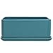 MyGift 10 inch Rectangular Modern Minimalist Turquoise Ceramic Succulent Planter Pot/Window Box Container with Saucer and Drainage Holes