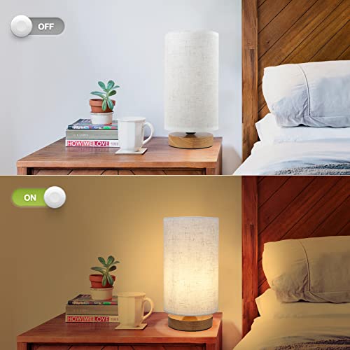 Minimalist Dimmable Nightstand Lamp with Round Fabric Linen Shade, 3 Color Temperatures, Desk & Bedside Lamp for Study, Living Room, Bedroom, Office, Dorm by SEENSINY - Image 9