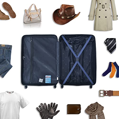 Openbeauty 3 Pcs Luggage Sets Abs Lightweight Suitcase With 2 Hooks, Spinner Wheels, Tsa Lock, Silver (20 Inch/24 Inch/28 Inch) #TOP1