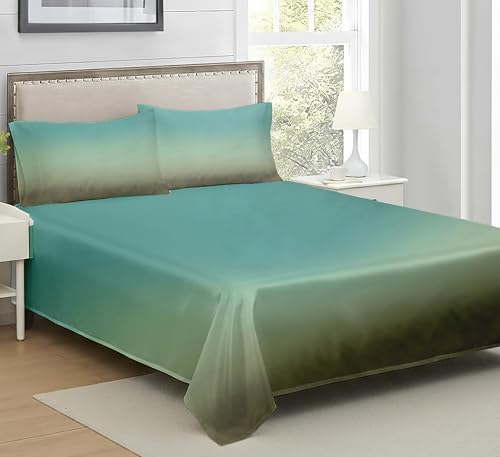 Image of Premium 7D Printed King Size Bedsheet Set with Pillow Covers Soft Cotton Blend Double Bedsheet for Home (Pillow Covers :18x28 inches Bedsheet :90x100 Sea Green)
