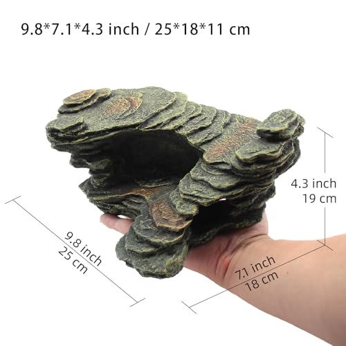 Image of relaqcc Turtle Basking Platform Shale Scape Step Ledge, Reptile Ladder Resting Terrace Aquarium Decor, Great for Reptiles, Amphibians, Frogs, Small Turtle