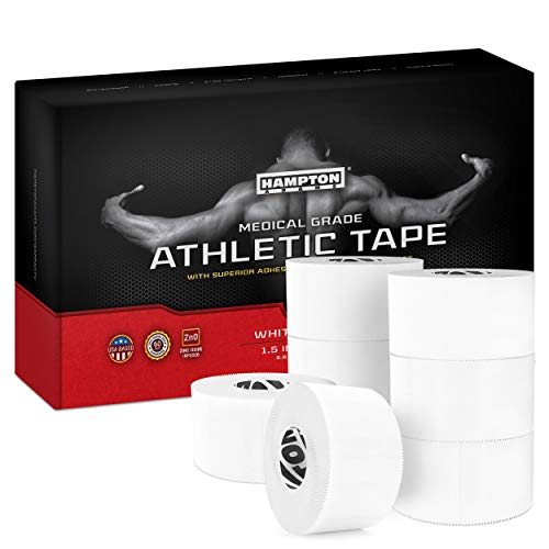 (8 Pack - 45ft Rolls) White Sports Medical Athletic Tape - No Sticky