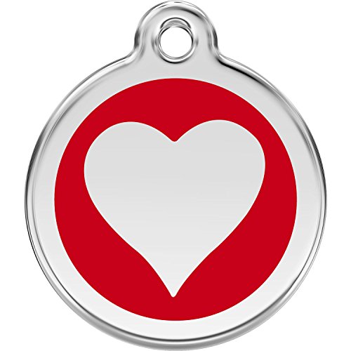 Red Dingo Personalized Heart Pet ID Dog Tag (Medium Red)