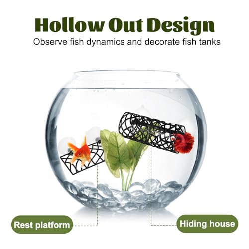 DONGKER Aquarium Deko Höhle, 2 Stuck Hohler Betta-Tunnel, Kampffisch Versteck Betta Hammock Bed Tunnel mit Saugnapf für Aquarium-Aquarien
