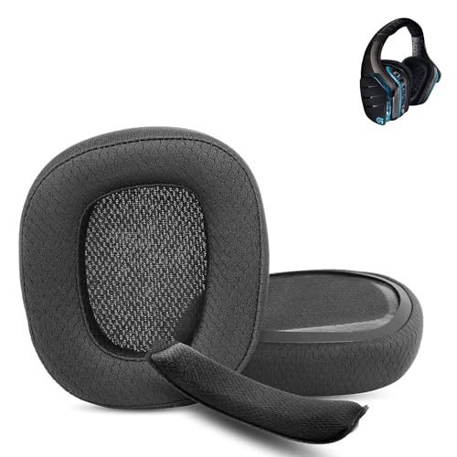 XRHTONG Ohrpolster + Kopfbügel Ersatz Kompatibel mit Logitech G935 G635 G933 G933S G633 G633S Gaming Headsets Ohrpolster und Kopfbügel Kissen (Atmungsaktiver Stoff/Hochwertiger Schaumstoff)