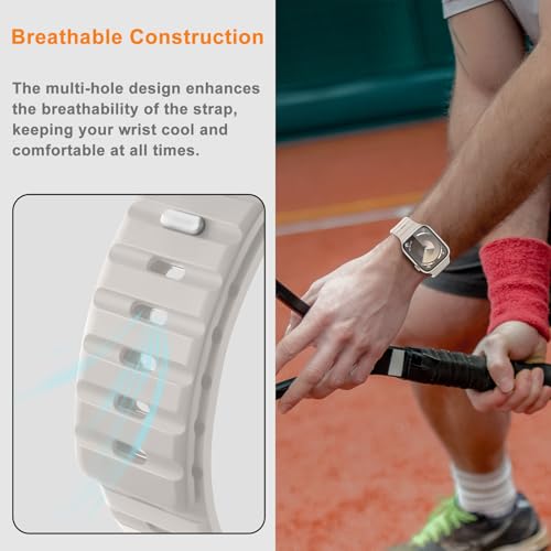 Suphart Compatible with Apple Watch Band 49mm 46mm 45mm 44mm 42mm 41mm 40mm 38mm, Magnetic Silicone Sport Band for Apple Watch Ultra 2 Ultra SE Series 10 9 8 7 6 5 4 (42/41/40/38mm, Starlight) - image 5