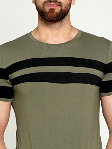 Image of AUSK Men's Regular Round Neck Half Sleeves T-Shirts (Color:Green & Black-Size:XX-Large)