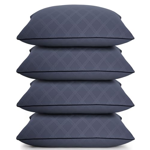 Vorouhals Hotel Collection Bed Pillows for Sleeping 4 Pack Queen Size Cooling Pillows Set of 4 for Back, Stomach or Side Sleepers, Super Soft Down Alternative Microfiber Filled Pillows (Navy)
