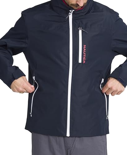 Image of Nautica Men's Lightweight Sailing Jacket - Waterproof & Windproof, Breathable
