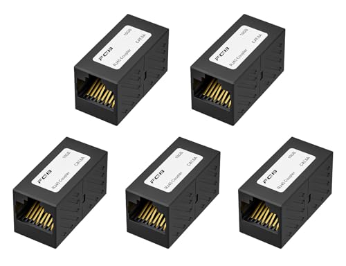 FGB RJ45 Coupler Ethernet Female to Female Connector 5 Pack Black