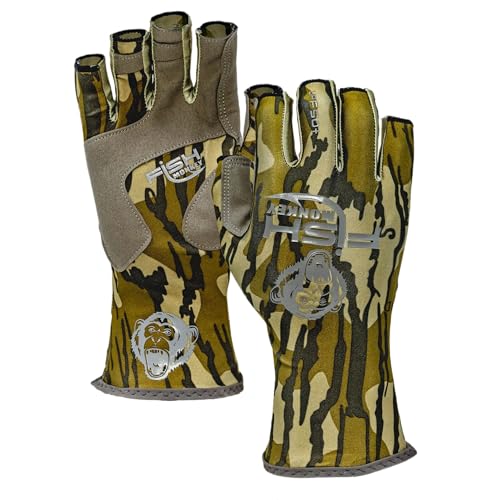 Fish Monkey SPF 50+ Four Way Stretch Quick Dry Breathable Half Finger Second Skin Fit Fishing Guide Gloves Superior Non Slip Grip for Men and Women