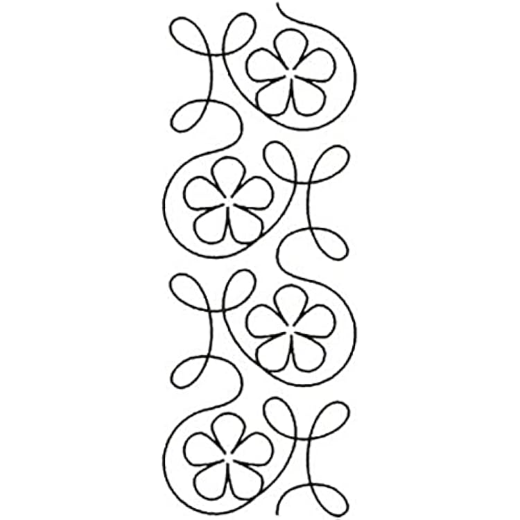 Quilting Stencils for Machine and Hand Quilting - 2 Quilting Stencils for Border Patterns - Ginger Flower Border, Flower Plastic Quilt Stencil Set with Guide
