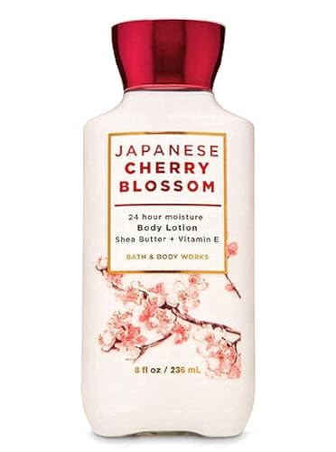 Bath and Body Japanese Cherry Blossom 24 Hour Moisture Super Smooth Body Lotion with Shea Butter, Coconut Oil and Vitamin E 8 fl oz / 236 mL