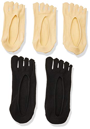 Byinwin Toe Socks, 5 Pairs Women Five Socks NO Show Cotton Liner socks, Microfiber Ultra Low Cut Liner with Gel Tab 