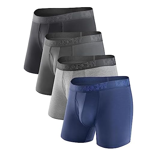 Cuecas boxer masculinas respiráveis DAVID ARCHY com raiom de bambu e braguilha em pacote com 3 ou 4, Assorted-4.5" in 4 Pack, 2X-Large - 4.5 Inch (Pack of 4)
